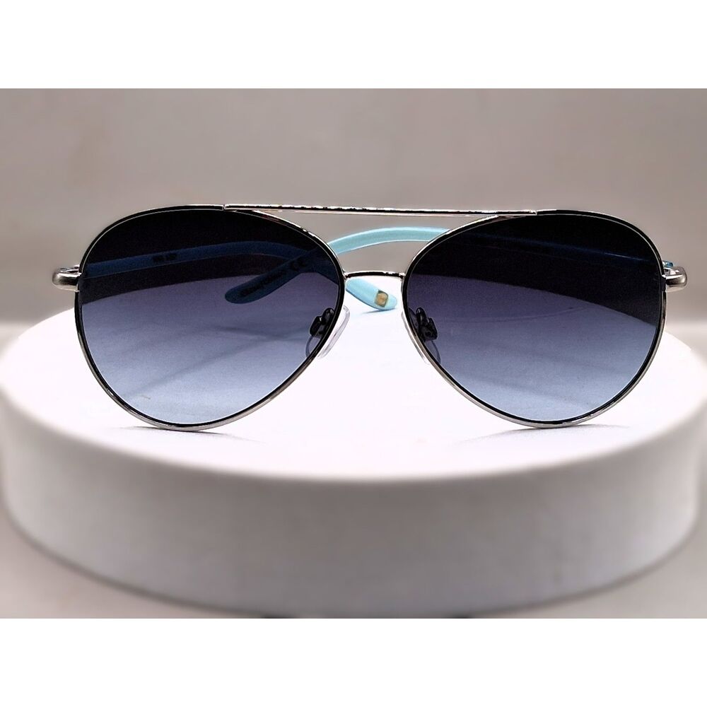 Nine West EW0914 59-14-130 Aqua Blue and Silver Aviator Frame Sunglasses